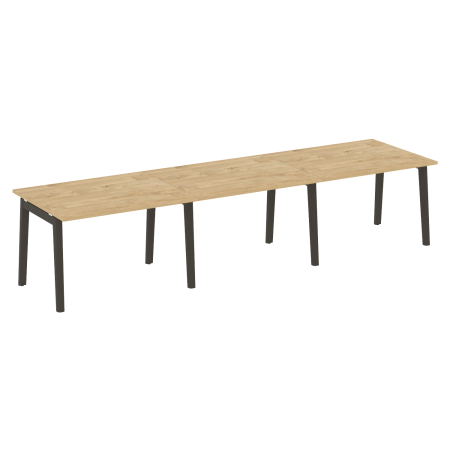 Стол переговорный на деревянных опорах Onix Wood OW.PRG-3.2 3540x980x750 (Тиквуд Светлый/Дуб Темный)
