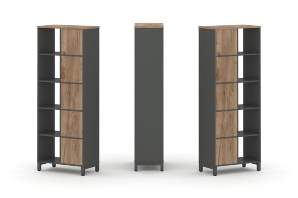 Набор стеллажа 2-х сторонний, 5 ярусов SN.NSD-521 (754х400х1982) (Антрацит/Дуб Табак/Металл Антрацит) Набор стеллажа 2-х сторонний, 5 ярусов SN.NSD-521 (754х400х1982) (Антрацит/Дуб Табак/Металл Антрацит)