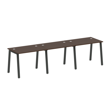 Рабочая станция на 3 рабочих места на А-образном м/к Metal System Style БА.СМ-3.1 3000x720x750 (Венге Цаво/Антрацит металл)