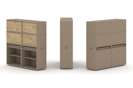 Тумба двойная + высокая надставка ES.NB.2V-2 (1500х410х1520) (Латте/Тиквуд Светлый)