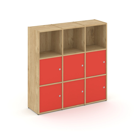 Стеллаж Locker Plus LK.K-003 1188x350x1203 (Тиквуд Светлый | Красный)