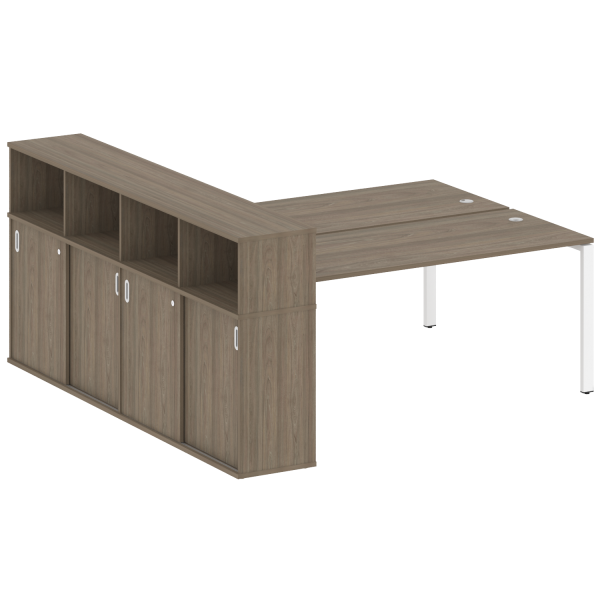 Рабочая станция с опорным шкафом-купе Metal System Style БП.РС-СШК-4.5 2210x2332x1098 (Вяз/Белый металл) Рабочая станция с опорным шкафом-купе Metal System Style БП.РС-СШК-4.5 2210x2332x1098 (Вяз/Белый металл)