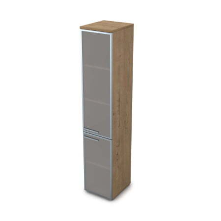 9ПЛ.005.16 Пенал высокий со стеклом (400x450x2045), левый (Teakwood)