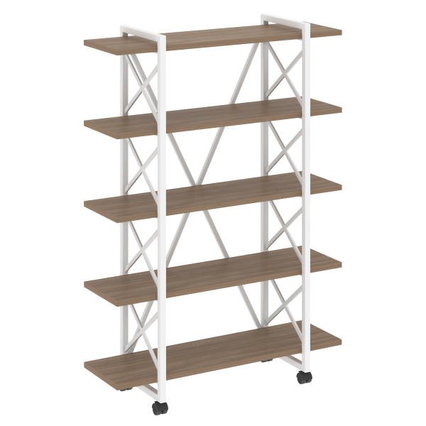 Стеллаж на колесных опорах-5 полок VR.L-MST.K-5.8V 1200x400x1704 (Дуб Аризона/Белый металл)