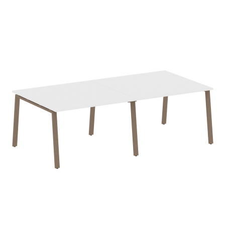 Стол для переговоров (2 столешницы) на А-образном м/к Metal System Style БА.ПРГ-2.2 2400x1235x750 (Белый/Мокко металл)
