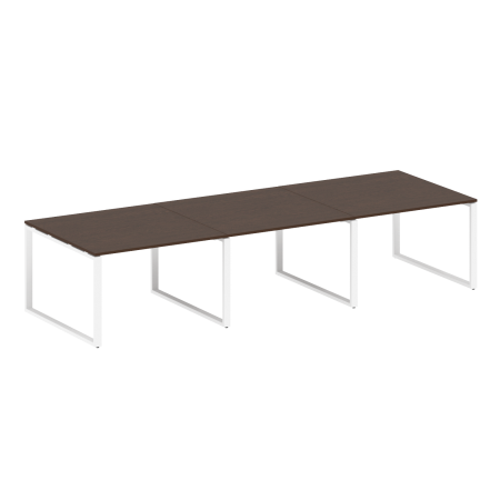 Переговорный стол 3 столешницы Metal System Style БО.ПРГ-3.2 3600x1235x750 (Венге Цаво/Белый металл)