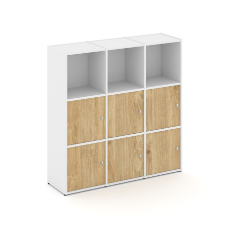 Стеллаж Locker Plus LK.K-003 1188x350x1203 (Белый | Тиквуд Светлый)