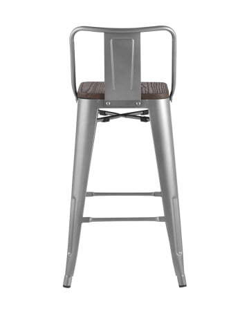 Стул полубарный TOLIX WOOD со спинкой серебристый матовый (Стул полубарный Tolix серебристый, матовый)