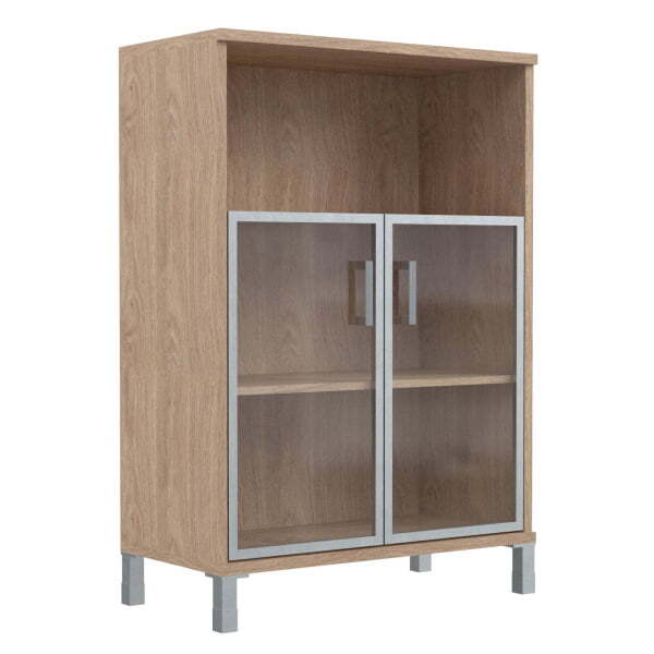 Шкаф 3 уровня, широкий, стекло в AL раме Born B-420.4 900x450x1286 (Дуб Девон)