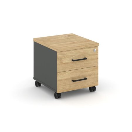 Тумба мобильная 2 ящика стандартные колеса SN.TM-001 (416х460х437) (Антрацит/Тиквуд Светлый)