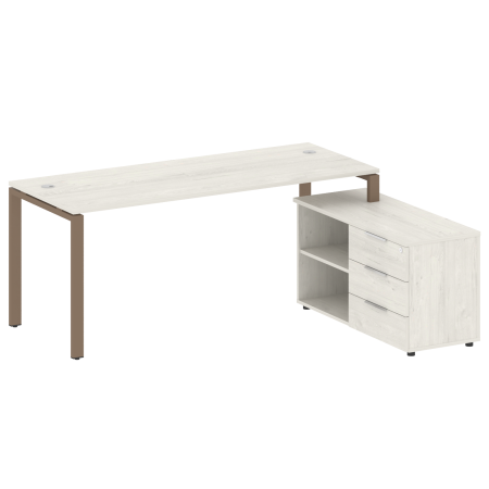 Рабочая станция с опорной тумбой правая Metal System Style БП.РС-СТС-2.5 Пр 1900x1520x750 (Дуб Наварра/Мокко металл)