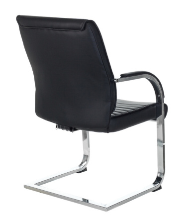 Кресло T-8010N-LOW-V черный Leather Black эко.кожа низк.спин. полозья металл хром (Черный)