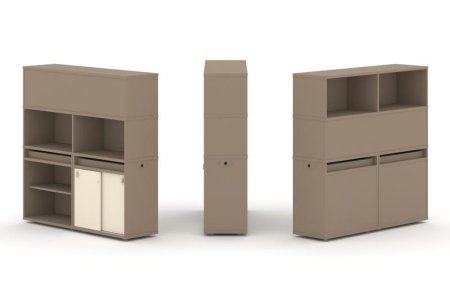 Тумба двойная + высокая надставка ES.NB.2V-13 (1500х410х1520) (Латте/Сатин)