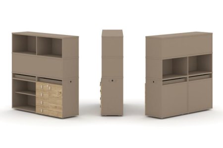 Тумба двойная + высокая надставка ES.NB.2V-10 (1500х410х1520) (Латте/Тиквуд Светлый)