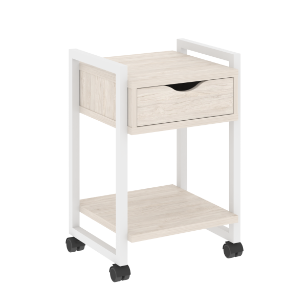 Тумба на колесных опорах с ящиком и полкой VR.L-T1.K 500x460x767 (Денвер Светлый/Белый металл)