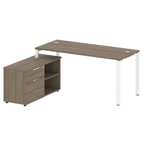 Рабочая станция с опорной тумбой левая Metal System Style БП.РС-СТС-2.4 Л 1700x1520x750 (Вяз/Белый металл) Рабочая станция с опорной тумбой левая Metal System Style БП.РС-СТС-2.4 Л 1700x1520x750 (Вяз/Белый металл)