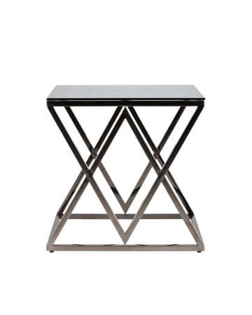 Журнальный стол 55*55 ИНСИГНИЯ сталь темный хром стекло smoke (Журнальный стол Инсигния черный)