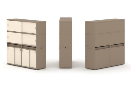 Тумба двойная + высокая надставка ES.NB.2V-8 (1500х410х1520) (Латте/Сатин)