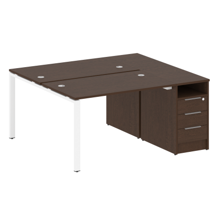 Рабочая станция с опорной тумбой Metal System Style БП.РС-СТП-2.2 1612x1475x750 (Венге Цаво/Белый металл)