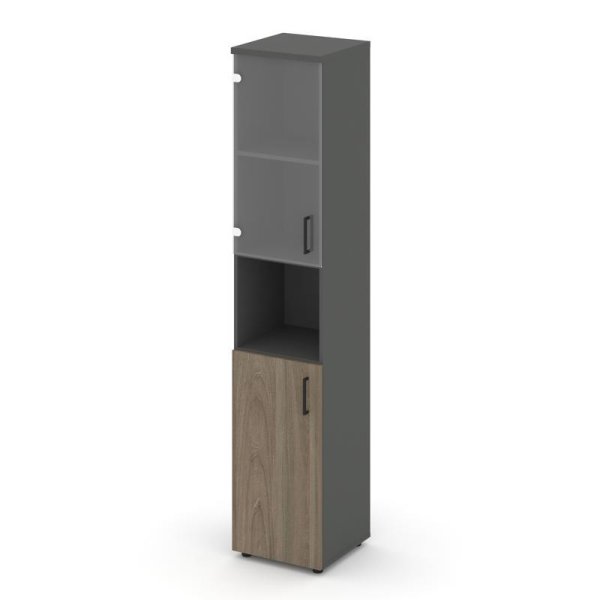 Шкаф высокий узкий SN.STU.E-105(L) (400х400х1982) (Антрацит/Вяз Благородный/Прозрачный) Шкаф высокий узкий SN.STU.E-105(L) (400х400х1982) (Антрацит/Вяз Благородный/Прозрачный)