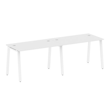 Рабочая станция на 2 рабочих места на А-образном м/к Metal System Style БА.СМ-2.2 2400x720x750 (Белый/Белый металл)