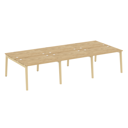 Рабочая станция на деревянных опорах Onix Wood OW.D.RS-6.2.8 3540x1635x750 (Тиквуд Светлый/Дуб Светлый)