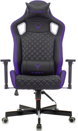 Кресло игровое Knight Outrider черный/фиолетовый ромбик эко.кожа с подголов. крестов. металл (Черный | Фиолетовый)