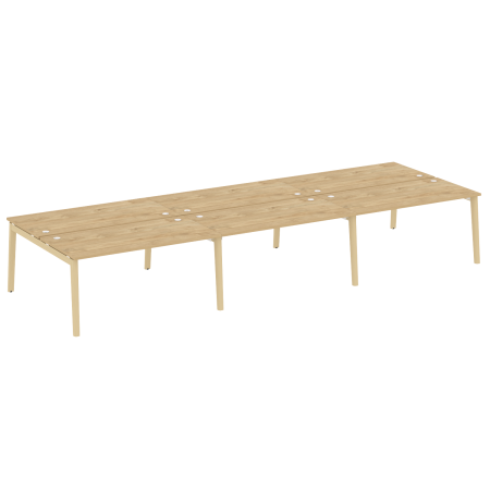 Рабочая станция на деревянных опорах Onix Wood OW.D.RS-6.4.8 4740x1635x750 (Тиквуд Светлый/Дуб Светлый)