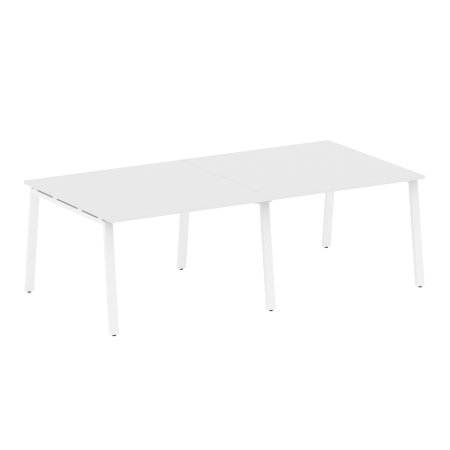 Стол для переговоров (2 столешницы) на А-образном м/к Metal System Style БА.ПРГ-2.2 2400x1235x750 (Белый/Белый металл)