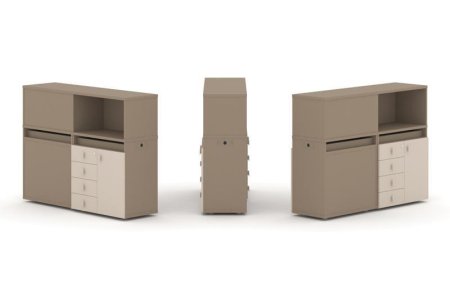 Тумба двойная + низкая надставка ES.NB.2N-15 (1500х410х1135) (Латте/Капучино)