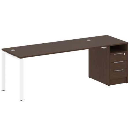 Рабочая станция с опорной тумбой Metal System Style БП.РС-СТП-1.5 2212x720x750 (Венге Цаво/Белый металл)