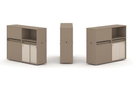 Тумба двойная + низкая надставка ES.NB.2N-19 (1500х410х1135) (Латте/Капучино)