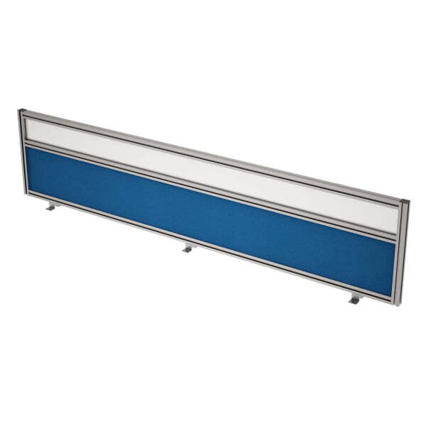 9БТС.0418.6 Барьер из ткани и стекла в алюминиевом профиле, фронтальный (1800x29x400) (Indigo/стекло матовое)