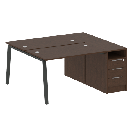 Рабочая станция с тумбой на А-образном м/к Metal System Style БА.РС-СТП-2.2 1612x1475x750 (Венге Цаво/Антрацит металл)
