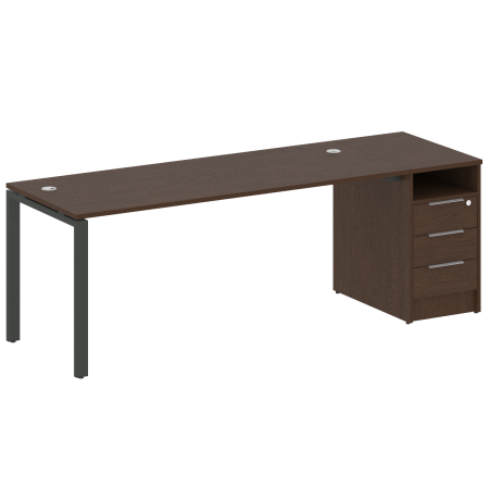 Рабочая станция с опорной тумбой Metal System Style БП.РС-СТП-1.5 2212x720x750 (Венге Цаво/Антрацит металл)