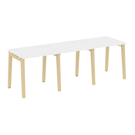 Рабочая станция на деревянных опорах Onix Wood OW.RS-3.0.7 2340x720x750 (Белый Бриллиант/Дуб Светлый)