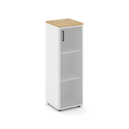 Шкаф средний узкий SN.STU-206(R) (400х400х1203) (Белый/Тиквуд Светлый/Сатин)