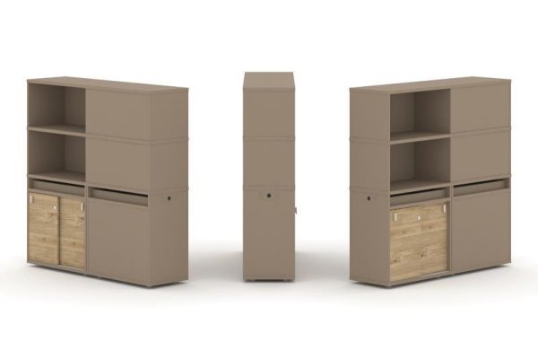 Тумба двойная + высокая надставка ES.NB.2V-21 (1500х410х1520) (Латте/Тиквуд Светлый)