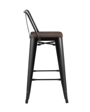 Стул полубарный TOLIX WOOD со спинкой черный глянцевый (Стул полубарный Tolix черный глянцевый)