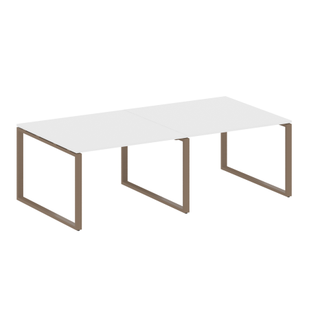 Переговорный стол 2 столешницы Metal System Style БО.ПРГ-2.2 2400x1235x750 (Белый/Мокко металл)