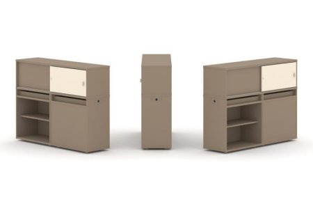 Тумба двойная + низкая надставка ES.NB.2N-13 (1500х410х1135) (Латте/Сатин)