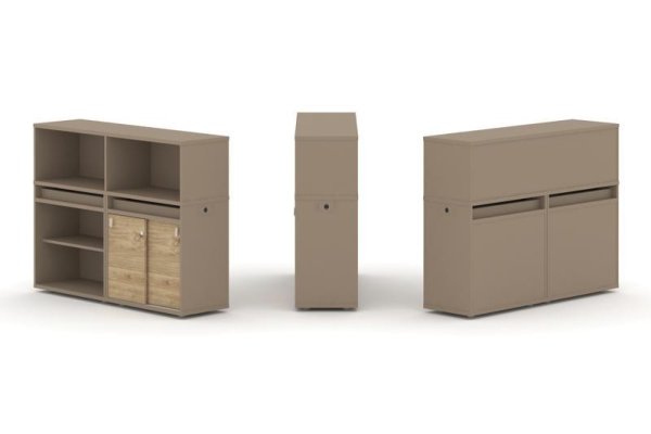 Тумба двойная + низкая надставка ES.NB.2N-9 (1500х410х1135) (Латте/Тиквуд Светлый)