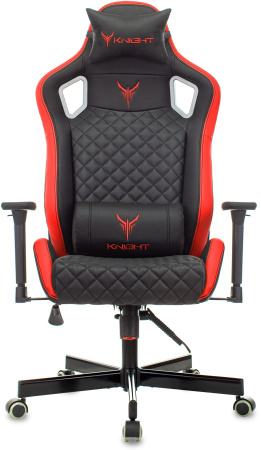 Кресло игровое Knight Outrider черный/красный ромбик эко.кожа с подголов. крестов. металл (Черный | Красный)