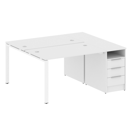 Рабочая станция с опорной тумбой Metal System Style БП.РС-СТП-2.2 1612x1475x750 (Белый/Белый металл)