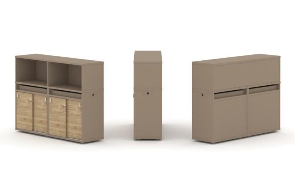 Тумба двойная + низкая надставка ES.NB.2N-5 (1500х410х1135) (Латте/Тиквуд Светлый)