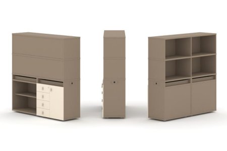 Тумба двойная + высокая надставка ES.NB.2V-10 (1500х410х1520) (Латте/Сатин)