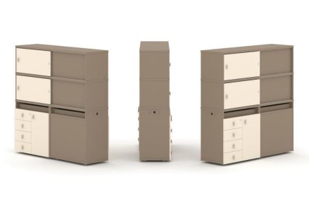 Тумба двойная + высокая надставка ES.NB.2V-25 (1500х410х1520) (Латте/Сатин)