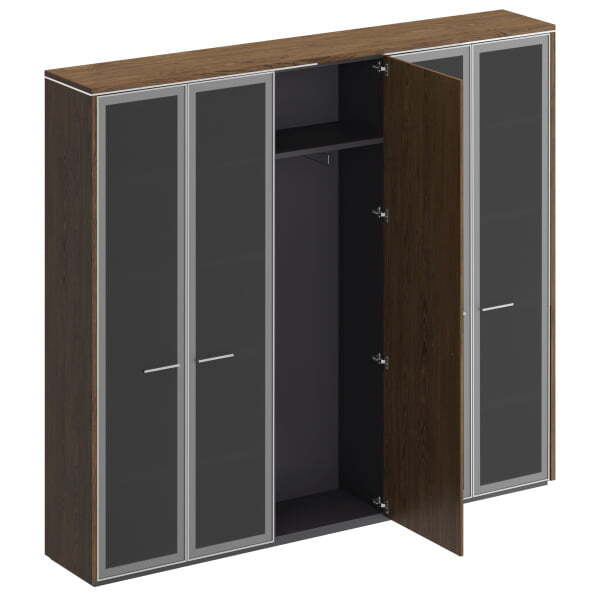 Шкаф комбинированный с высоким стеклом для одежды узкий Velar ВЛ 361-1 ДТ 2430x410x2120 (Дуб табачный)