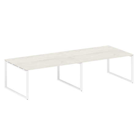 Переговорный стол 2 столешницы Metal System Style БО.ПРГ-2.4 3200x1235x750 (Дуб Наварра/Белый металл)