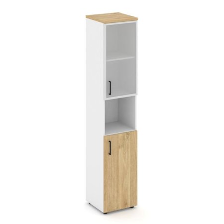 Шкаф высокий узкий SN.STU.E-106(R) (400х400х1982) (Белый/Тиквуд Светлый/Сатин)